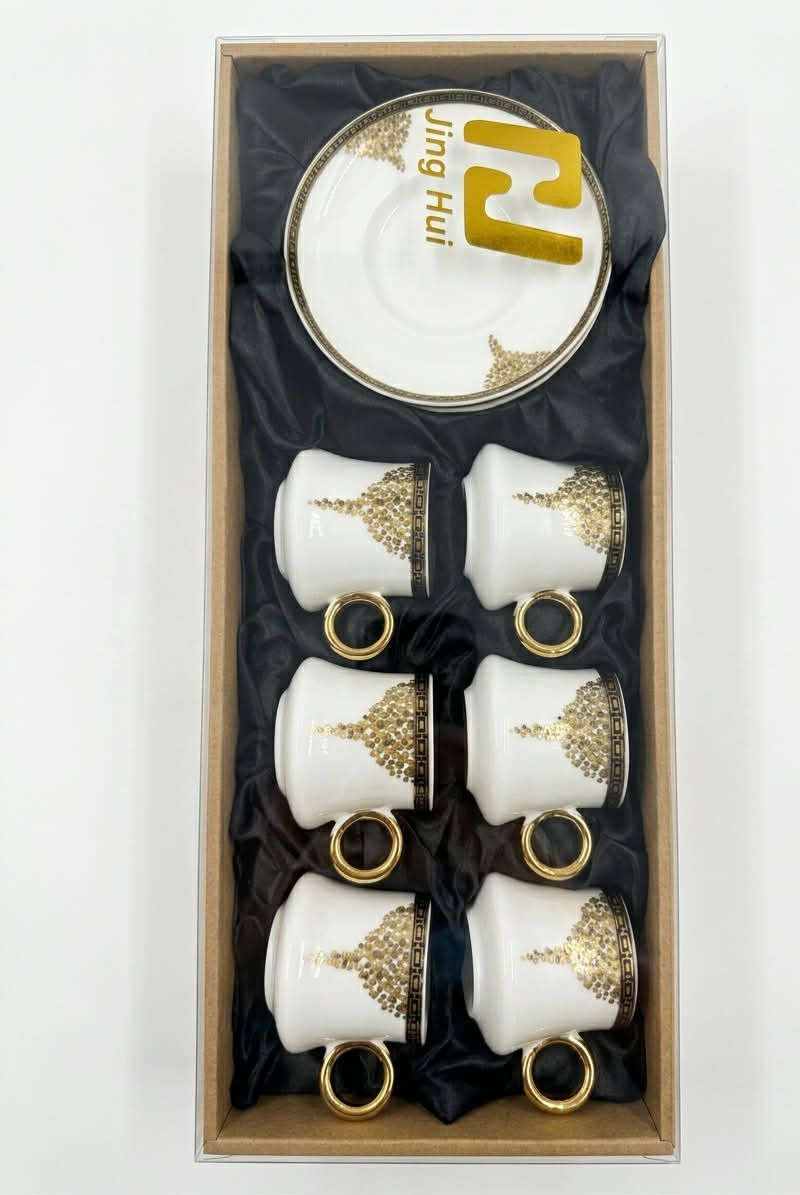 12 pcs coffee cup set elegant golden geometric patterns