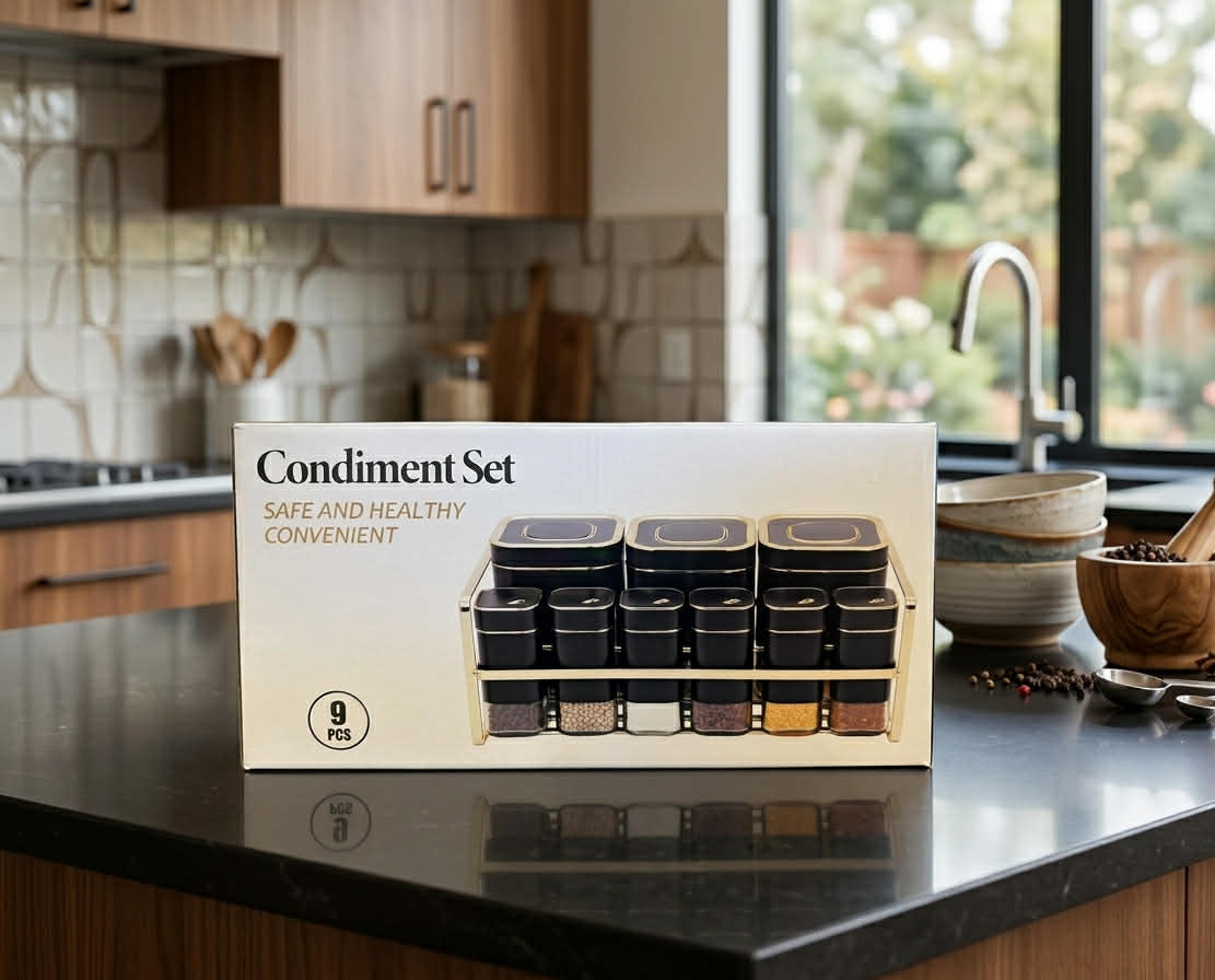 Condiment Jar Spice Container Set of 9pcs.
