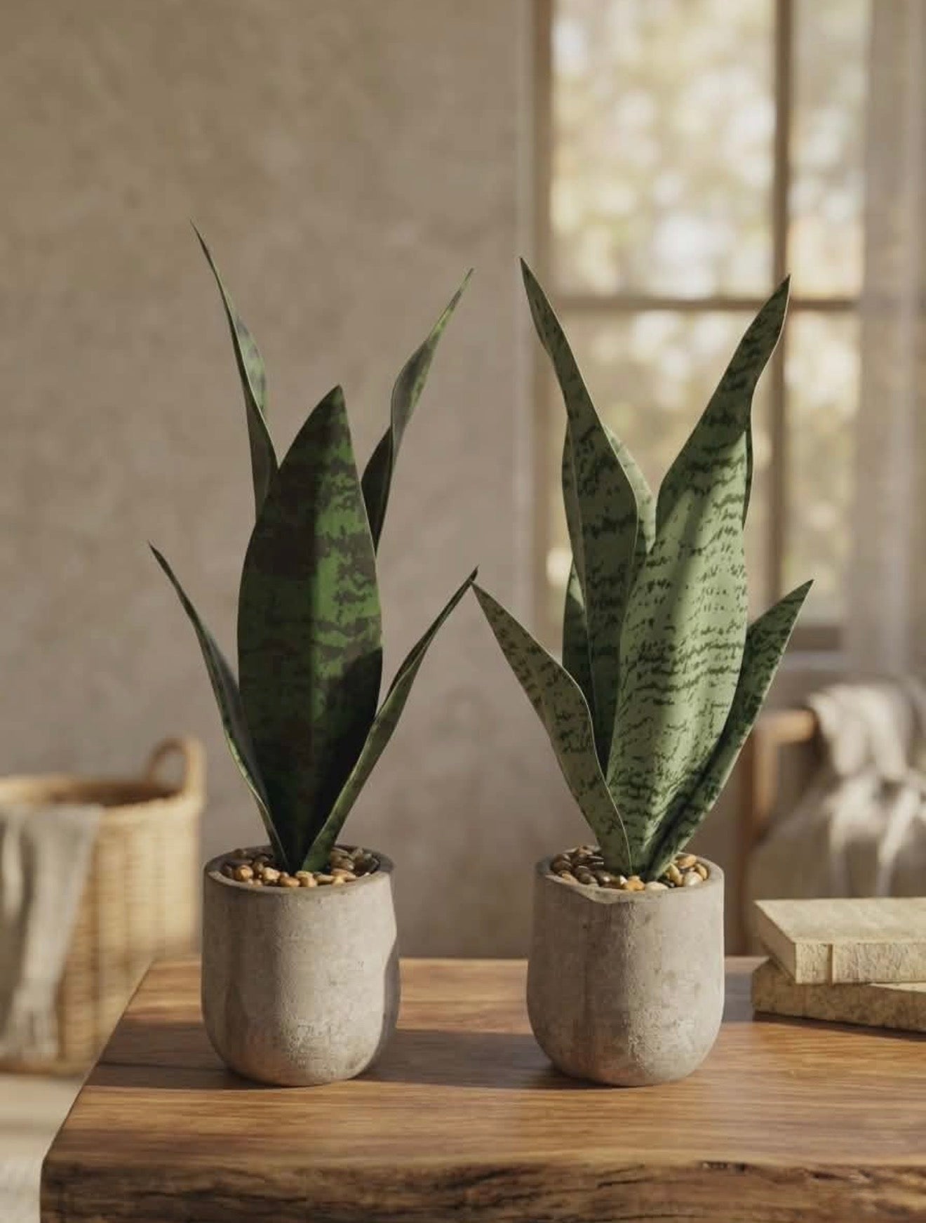 Artificial Faux Snake Plant Potted Tabletop Greenery Accent