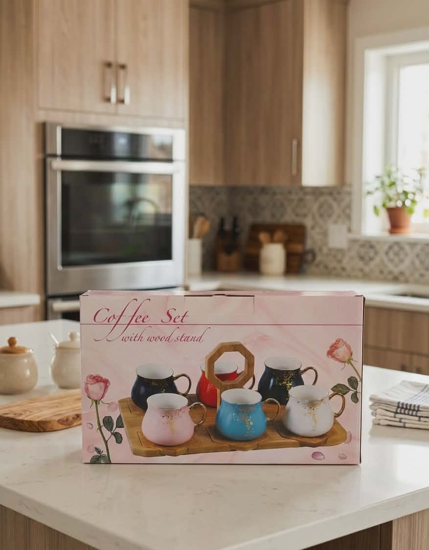 Coffee Sets with wood stand