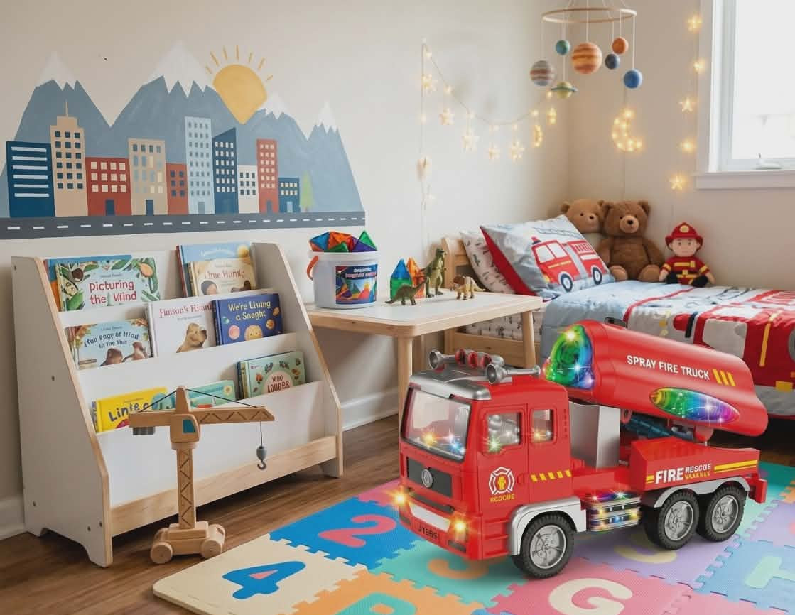 Spray fire truck