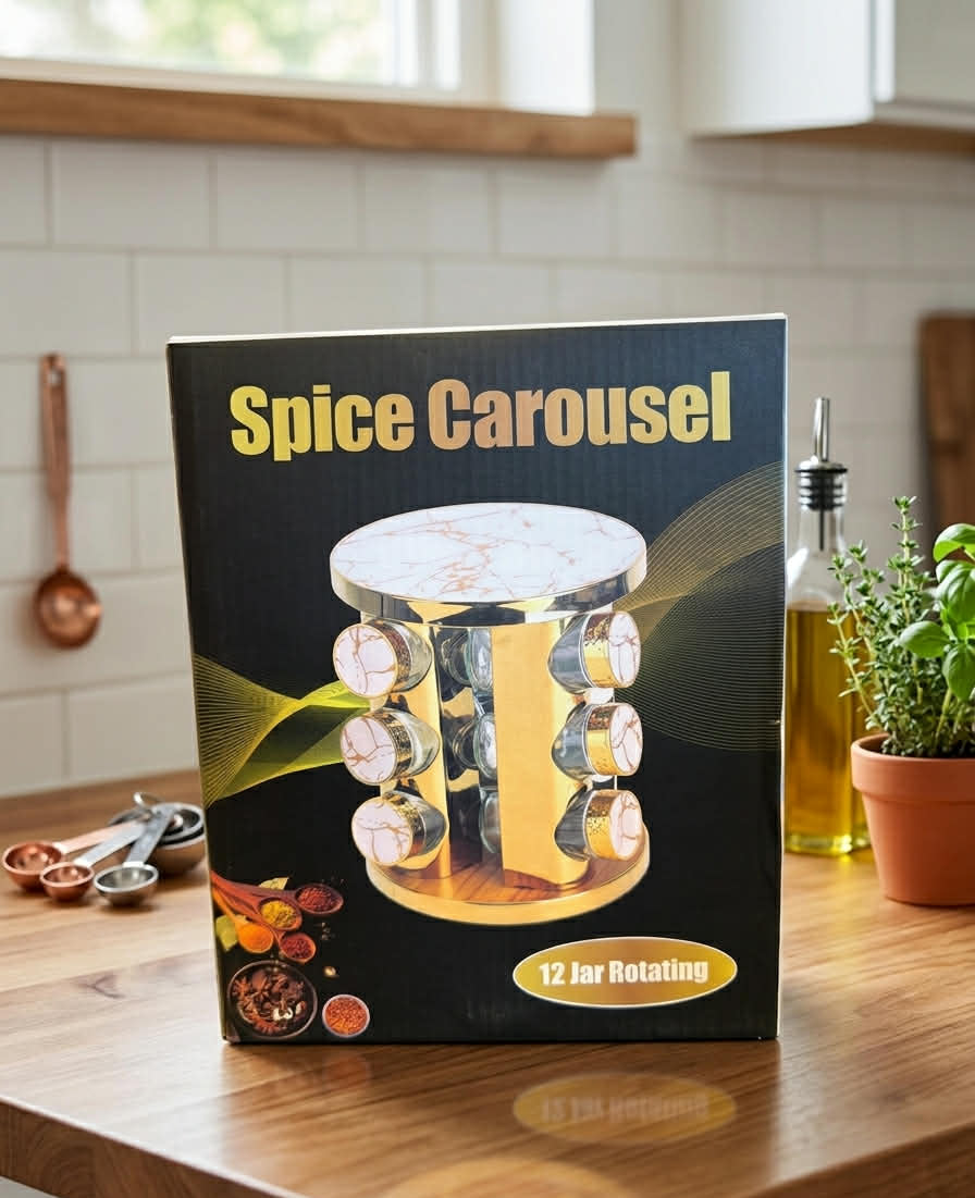 Rotating Spice Rack with Pattern for 12 Jars