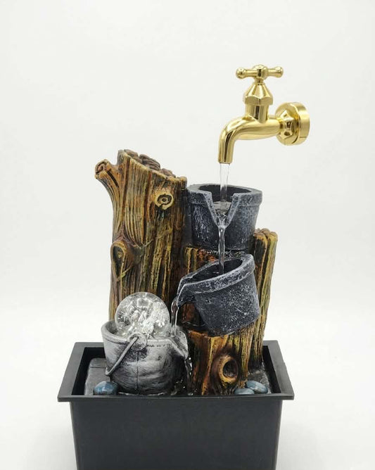 Golden Faucet Rustic Woodland Fountain