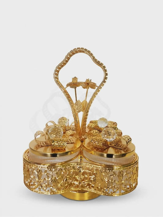 4 comp luxury round snack tray