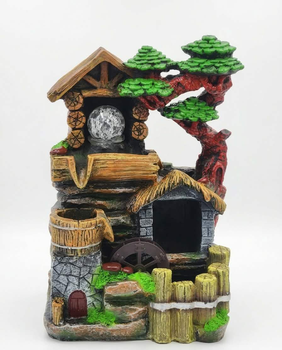 Rustic Village Water Mill Fountain