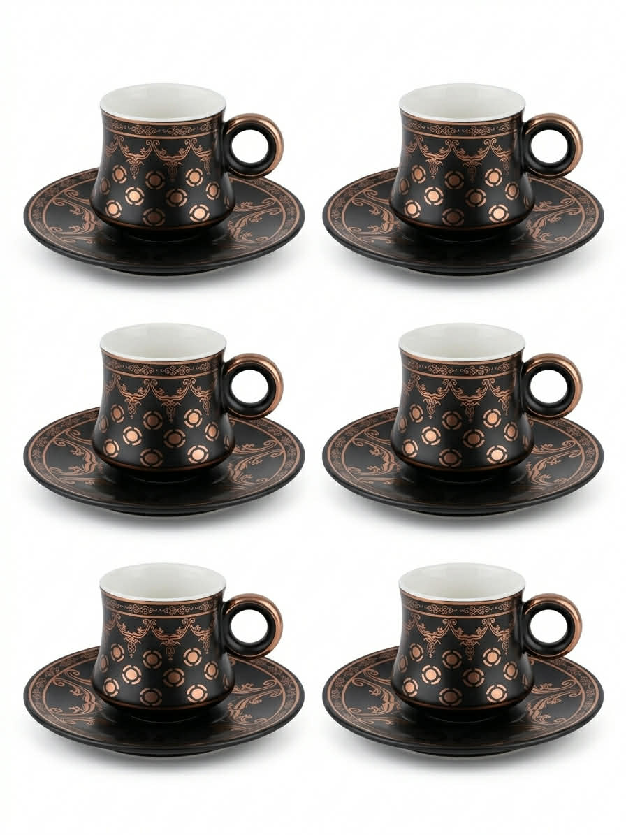 Black & Rose Gold Charm12 pcs coffee cup set