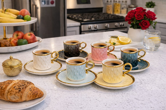 12-piece Luxury Ceramic Cup & Saucer Set