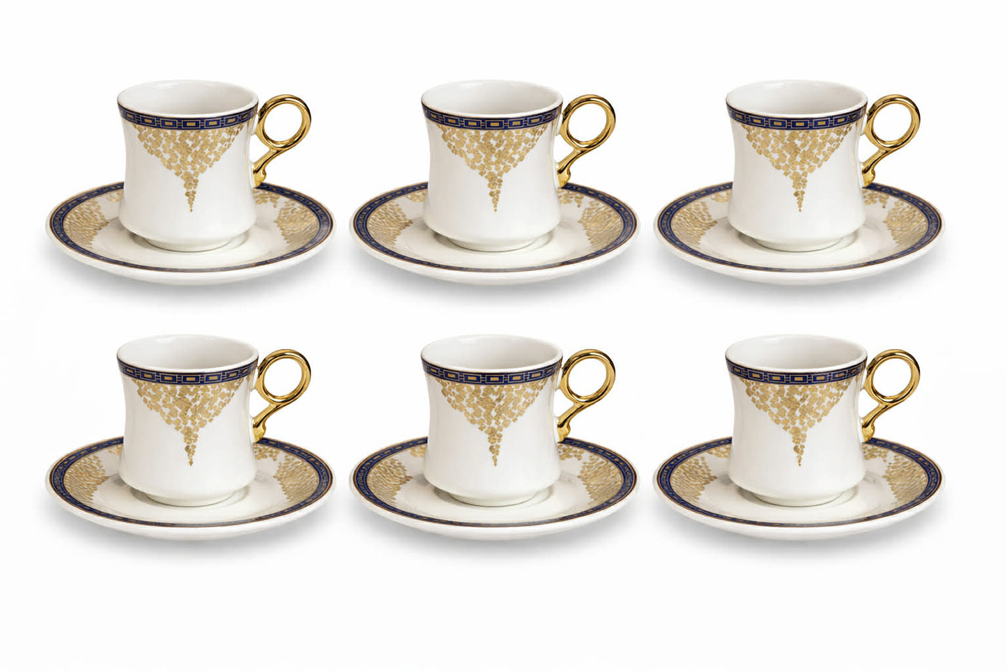 12 pcs coffee cup set elegant golden geometric patterns