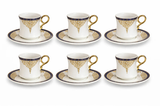 12 pcs coffee cup set elegant golden geometric patterns
