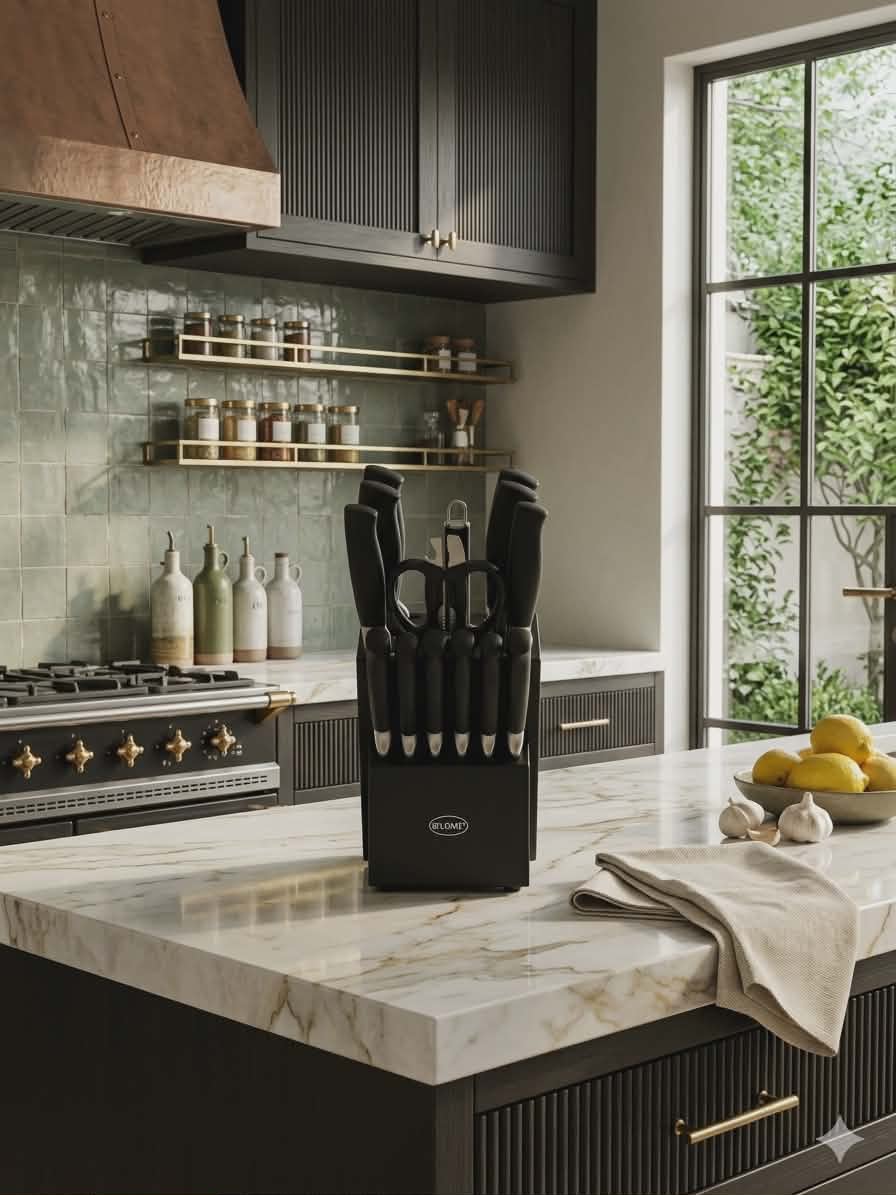 ALOMI 15-Piece Stainless Steel Knife Set