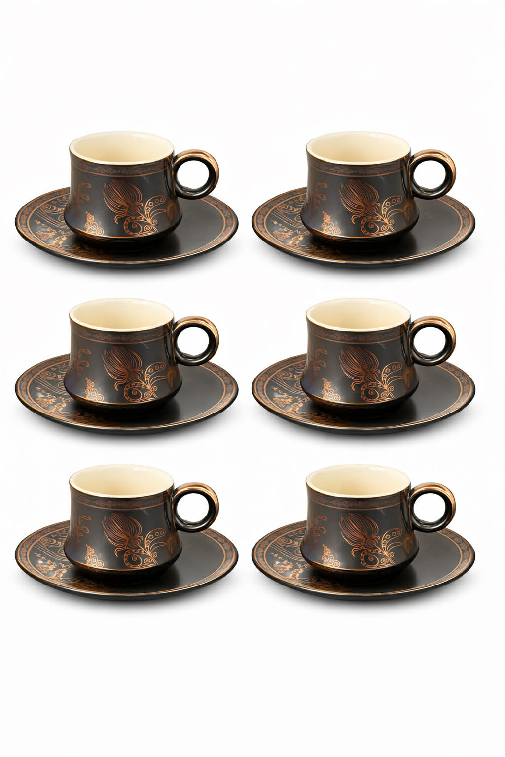 Black & Rose Gold Charm12 pcs coffee cup set