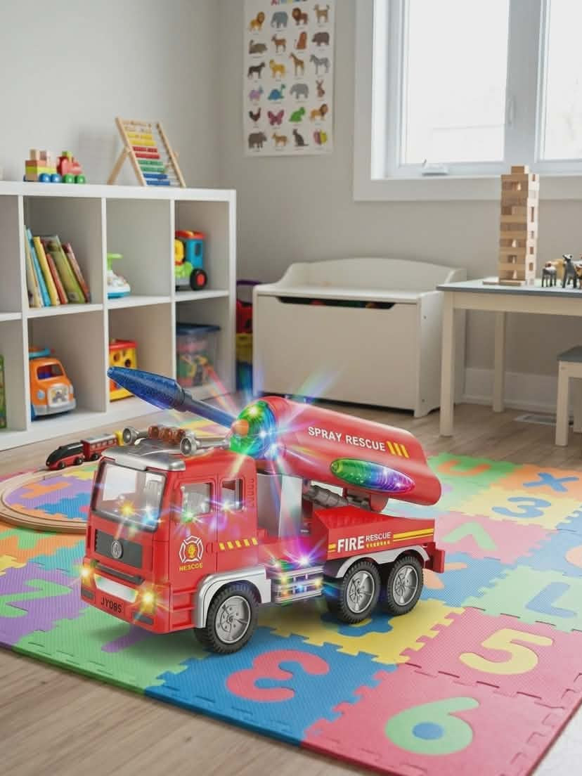 Spray fire truck