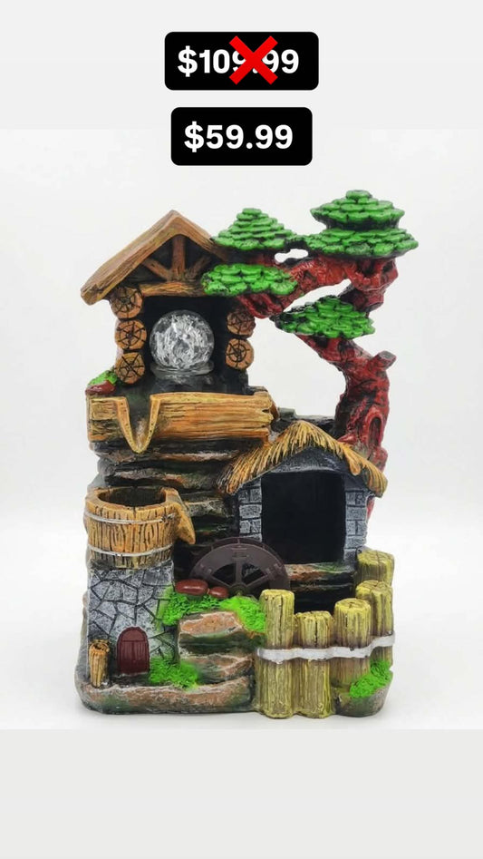 Rustic Village Water Mill Fountain