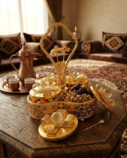 4 comp luxury round snack tray