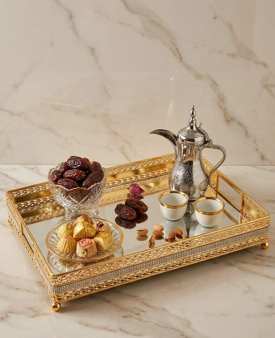 Luxury Mirror Serving Tray Set – 3 Elegant Decorative Trays