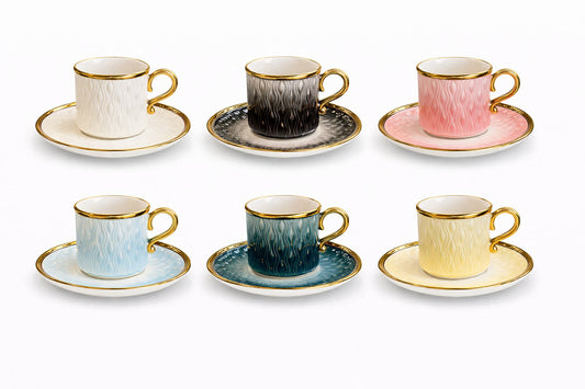 12-piece Luxury Ceramic Cup & Saucer Set