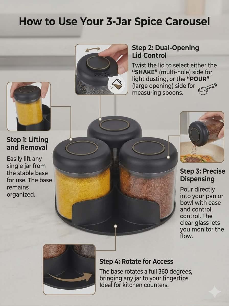 Rotating Grains Storage Container set 3pcs.