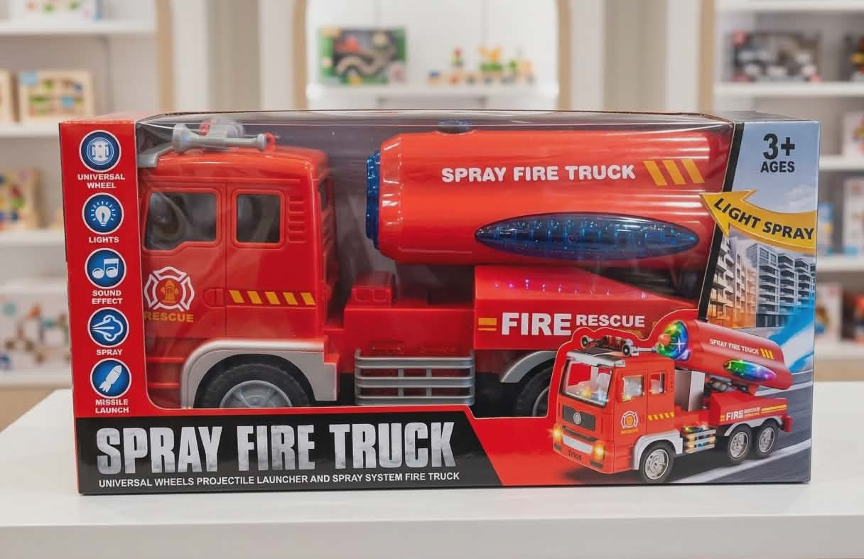 Spray fire truck