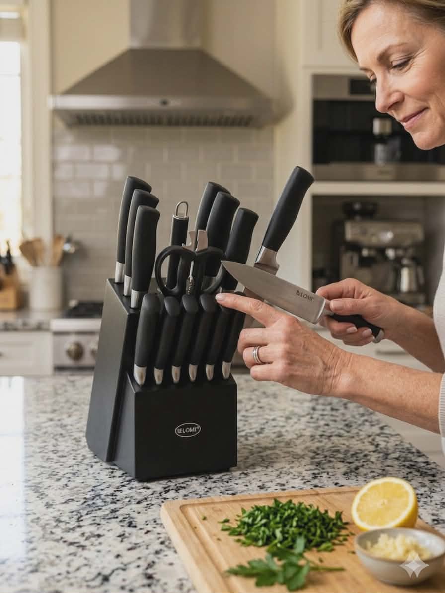 ALOMI 15-Piece Stainless Steel Knife Set