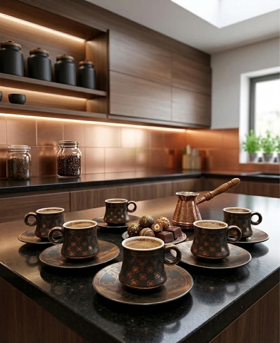 Black & Rose Gold Charm12 pcs coffee cup set