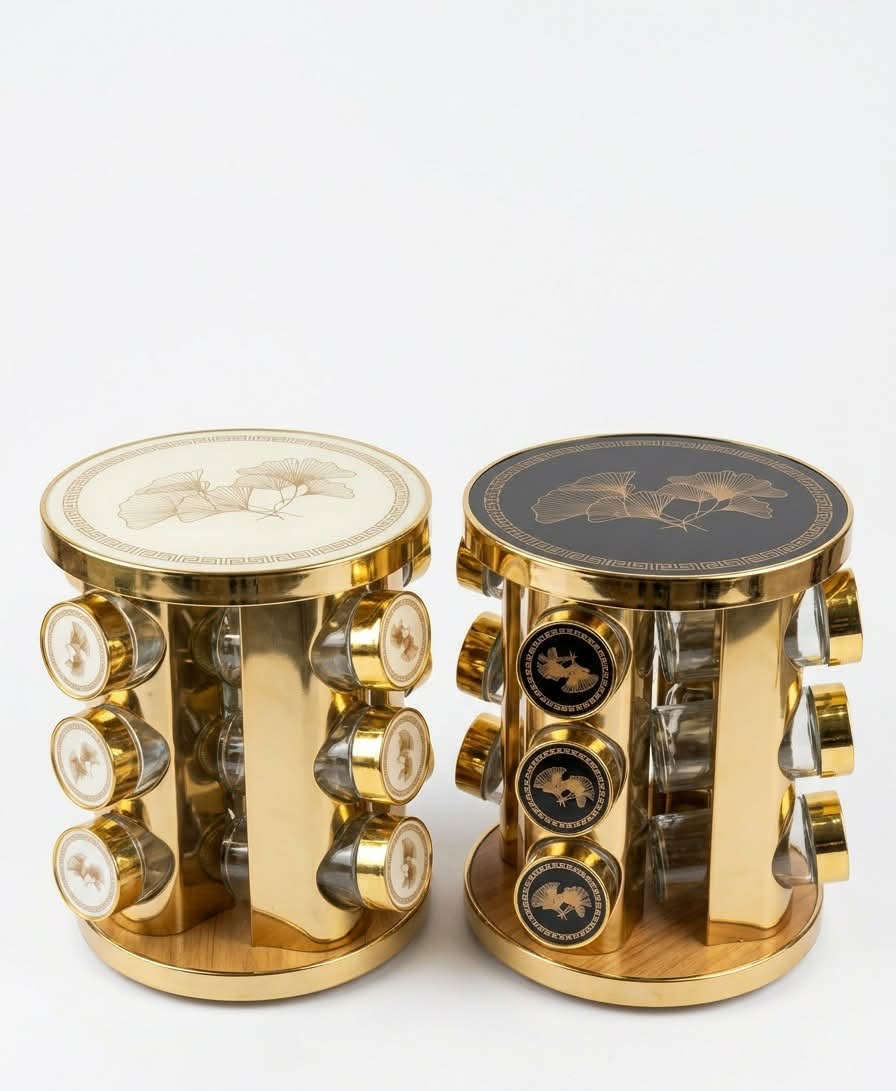 Rotating Spice Rack with Pattern for 12 Jars