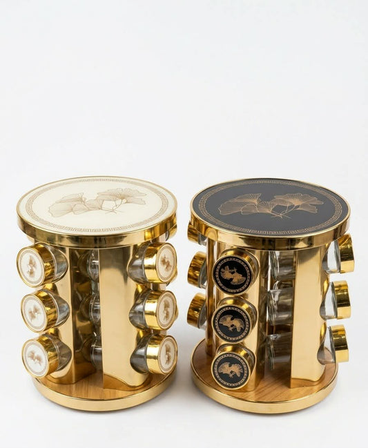 Rotating Spice Rack with Pattern for 12 Jars