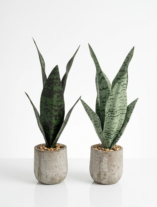 Artificial Faux Snake Plant Potted Tabletop Greenery Accent