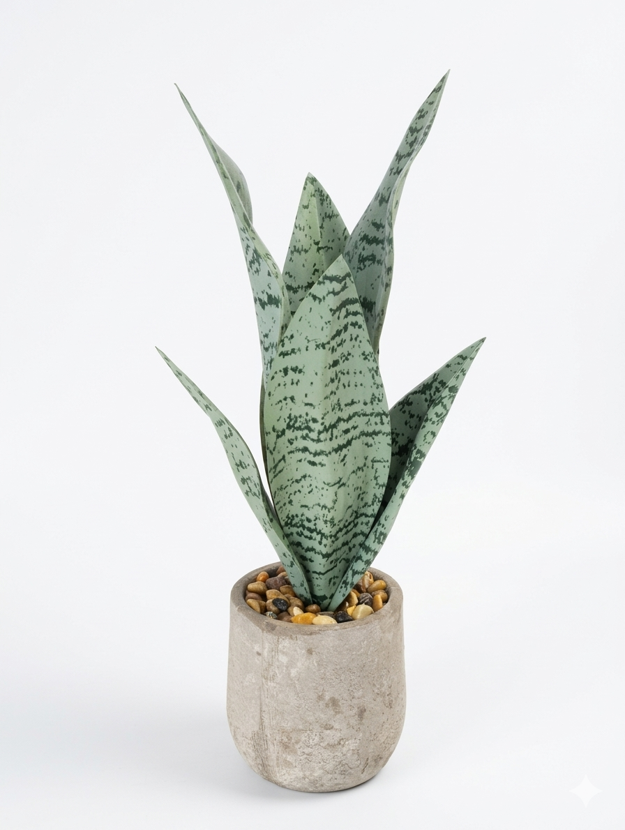 Artificial Faux Snake Plant Potted Tabletop Greenery Accent