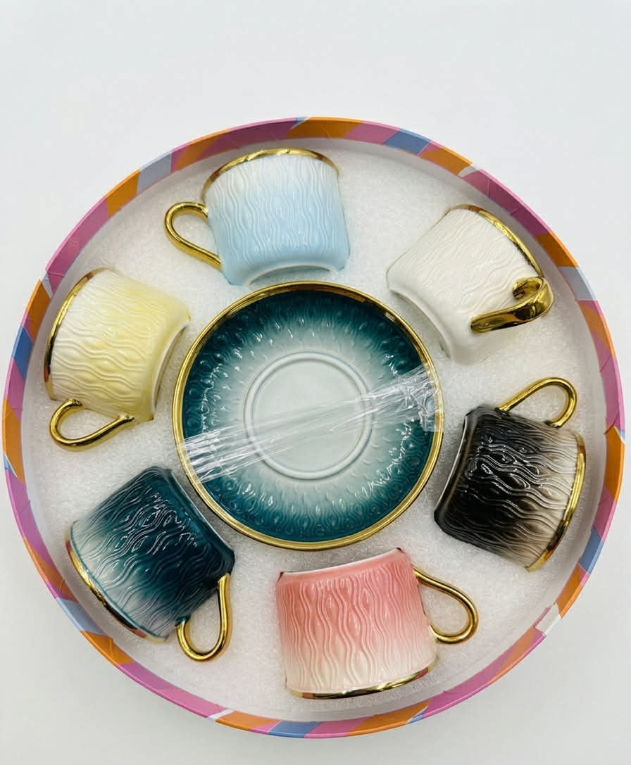 12-piece Luxury Ceramic Cup & Saucer Set