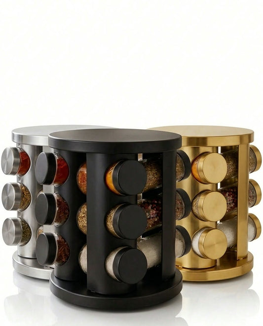 Rotating Spice Rack with Lights for 12 Jars