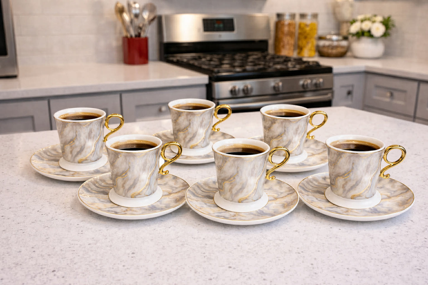 Marble Charm12 pcs coffee cup set