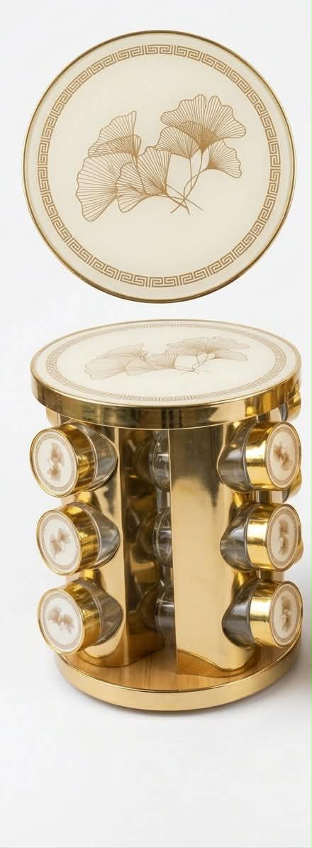 Rotating Spice Rack with Pattern for 12 Jars