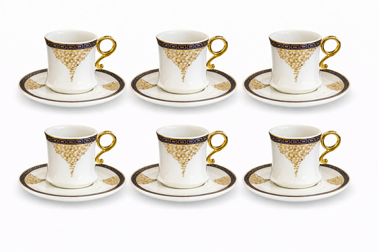 12 pcs coffee cup set elegant golden geometric patterns