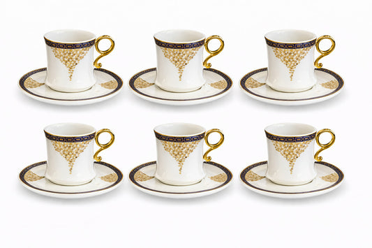 12 pcs coffee cup set elegant golden geometric patterns