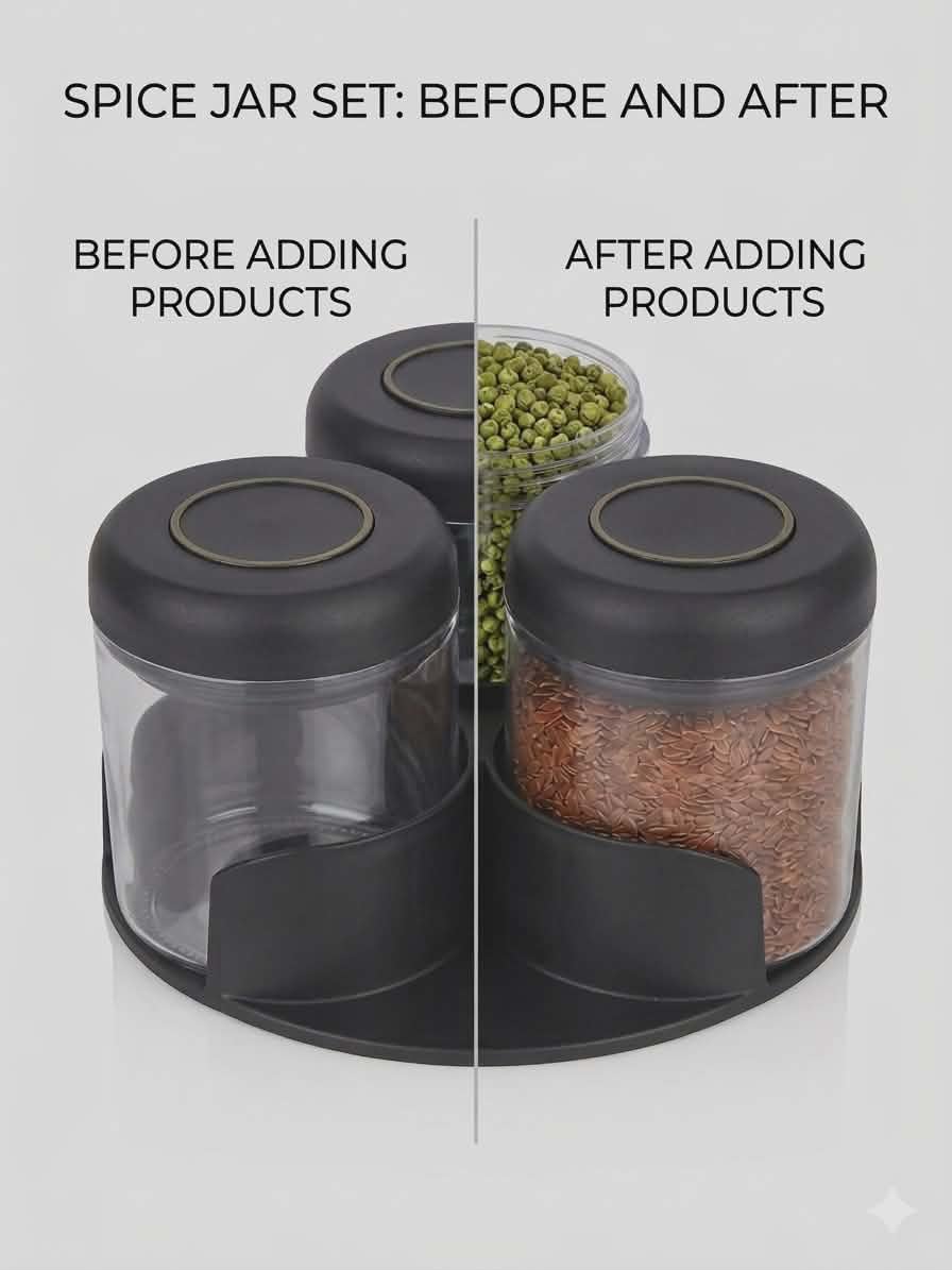 Rotating Grains Storage Container set 3pcs.