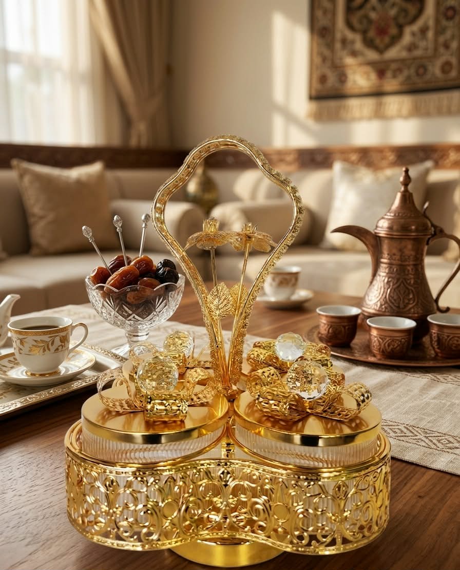 4 comp luxury round snack tray