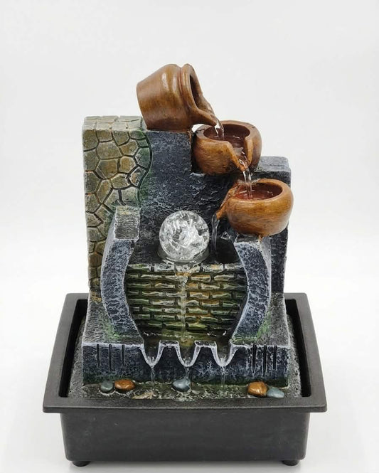 Rustic Stone & Pottery Cascade Fountain