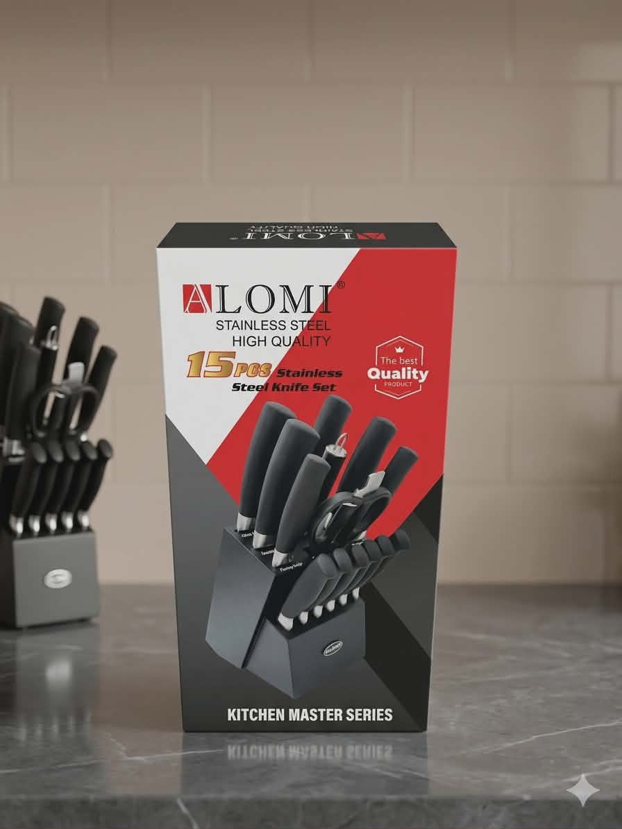 ALOMI 15-Piece Stainless Steel Knife Set